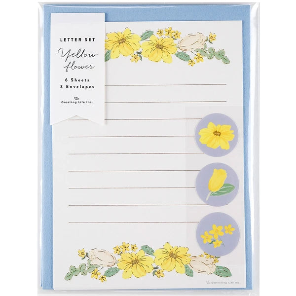 Greeting Life Letter Set- Flowers/Yellow