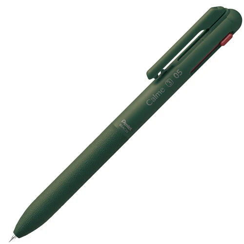 Pentel Calme 3 Colours Ballpoint Pen 0.5mm - Black Red Blue Dark Green Barrel