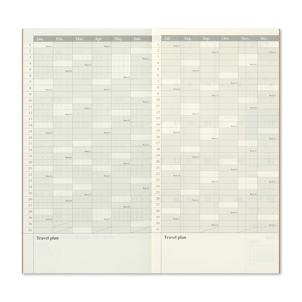 Traveler's Notebook 2024 Monthly Refill - Regular