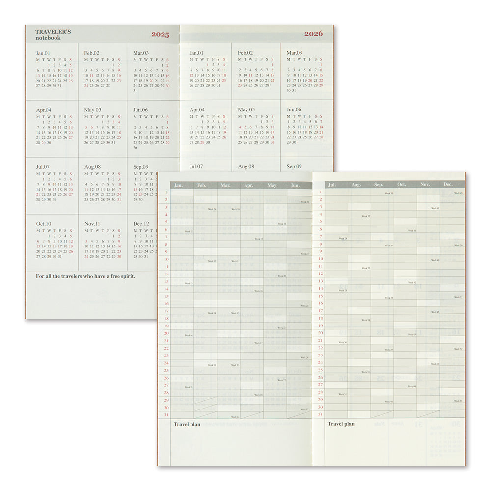 TRAVELER'S notebook 'Love and Trip'  Monthly Calendar Insert- Regular