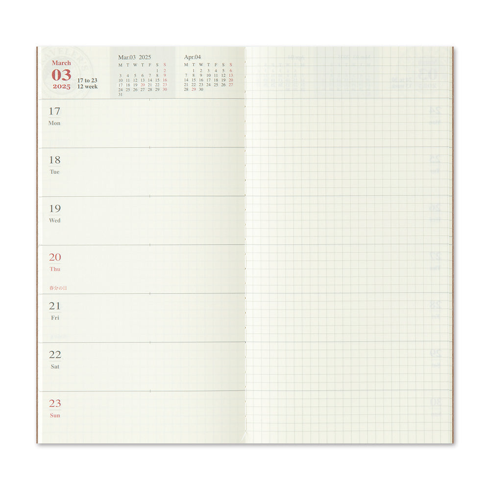 TRAVELER'S notebook 'Love and Trip'  Weekly + Memo 2025 Calendar Insert- Regular