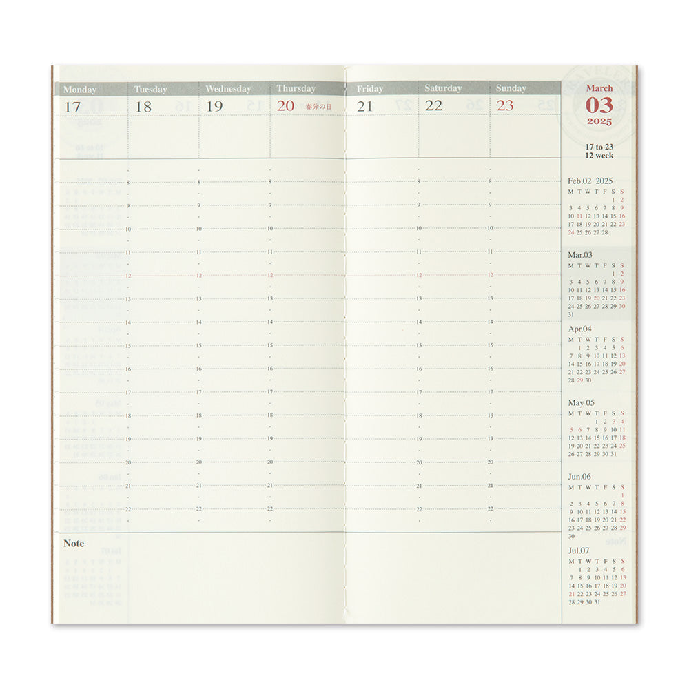 TRAVELER'S notebook 'Love and Trip'  Weekly Vertical 2025 Calendar Insert- Regular