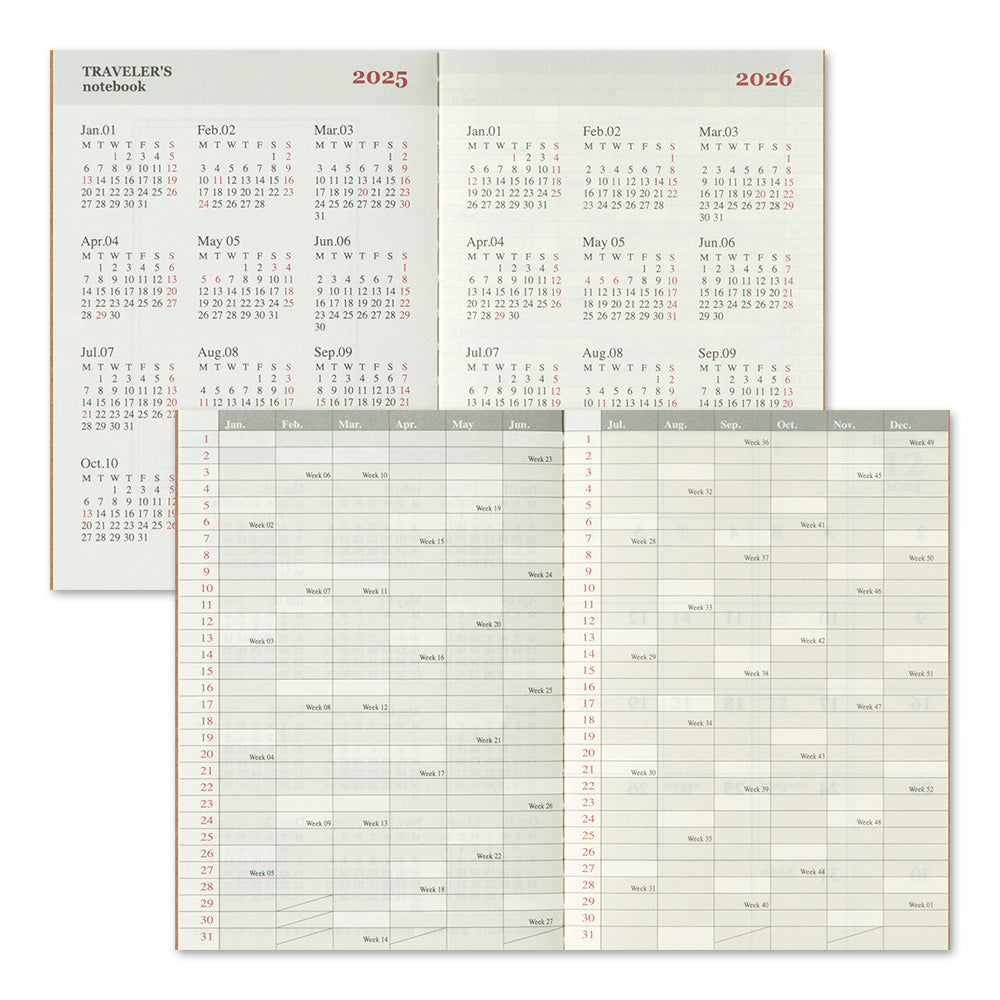 TRAVELER'S notebook 'Love and Trip' Monthly 2025 Calendar Insert- Passport