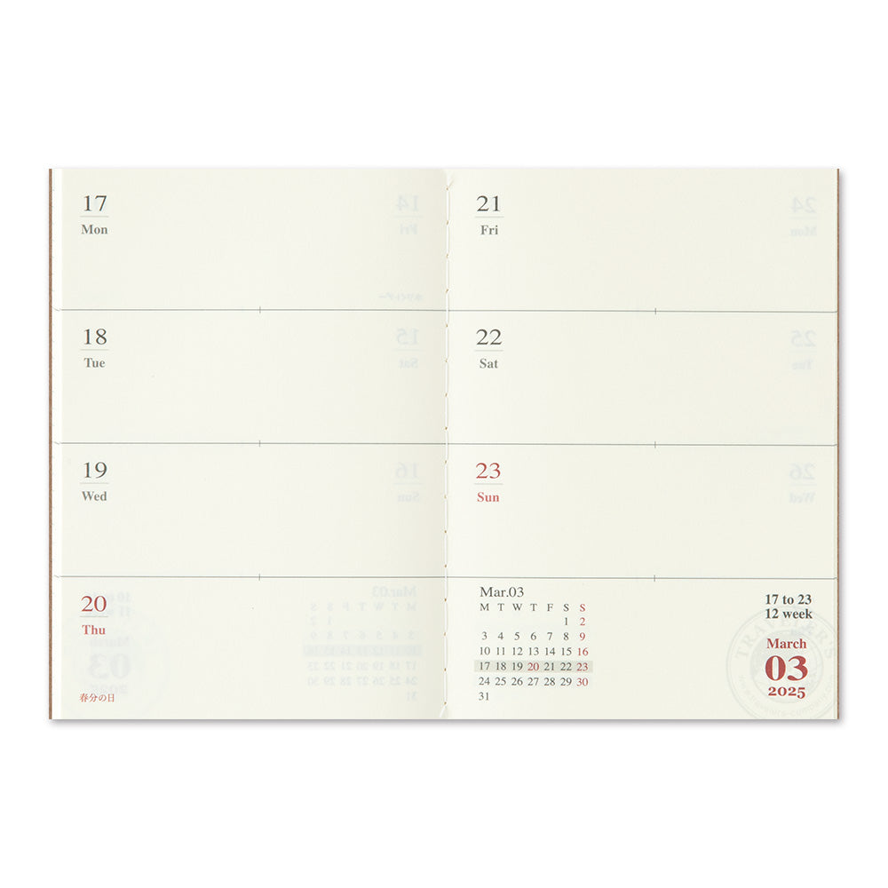 TRAVELER'S notebook 'Love and Trip' Weekly 2025 Calendar Insert- Passport