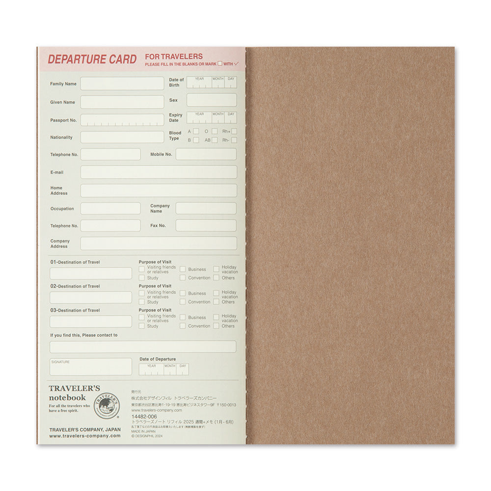 TRAVELER'S notebook Refill 2026 Weekly + Memo