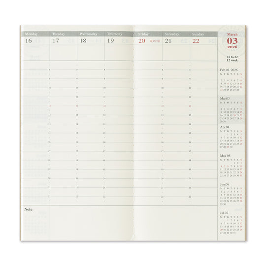 TRAVELER'S notebook Refill 2026 Weekly Vertical