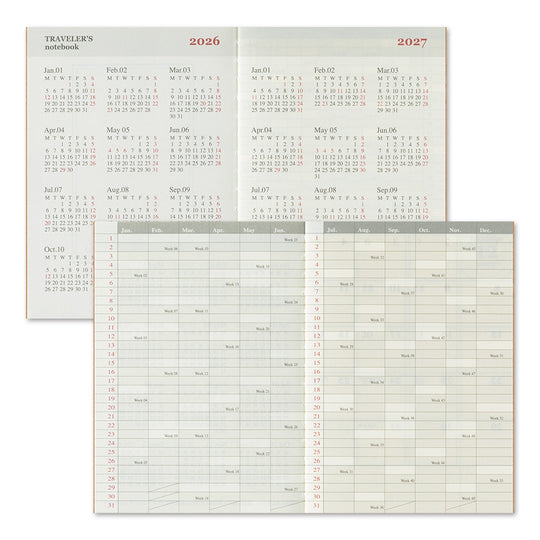 TRAVELER'S notebook Passport Size Refill 2026 Monthly