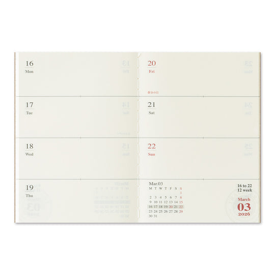 TRAVELER'S notebook Passport Size Refill 2026 Weekly