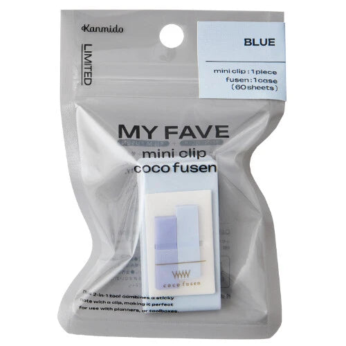 Kanmido My Fave Coco Fusen Sticky Notes Mini Clip- Blue