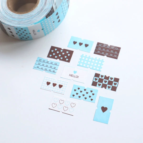 Label Heart Assortment Light Blue x Brown