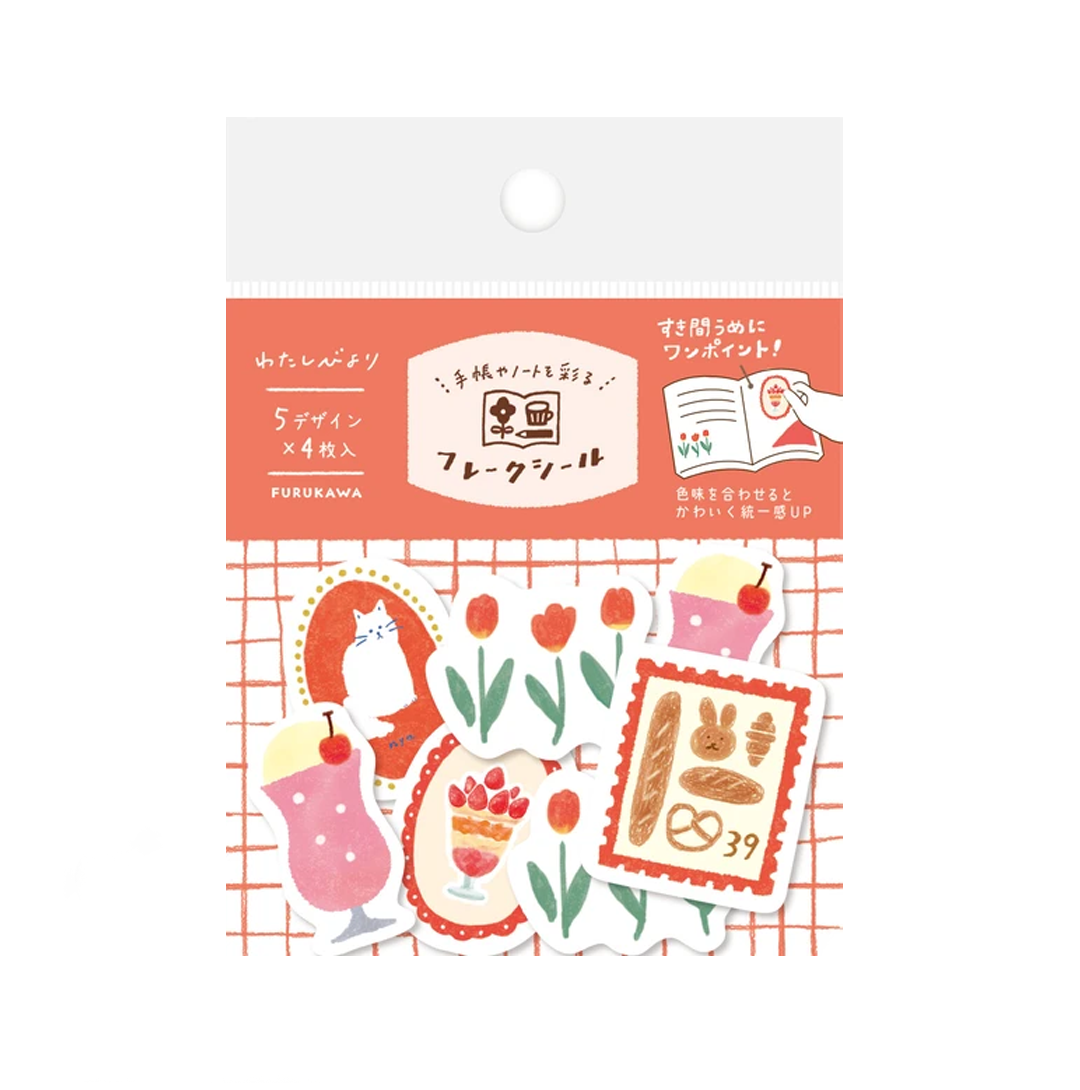 Furukawa Shiko Decoration Watashi-biyori Washi Flake Sticker - Red