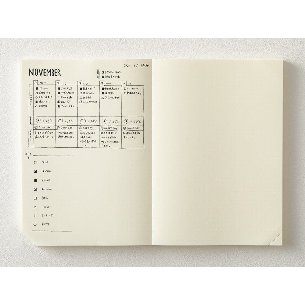 Midori A5 Journal Codex 1Day 1Page Notebook - Dot Grid