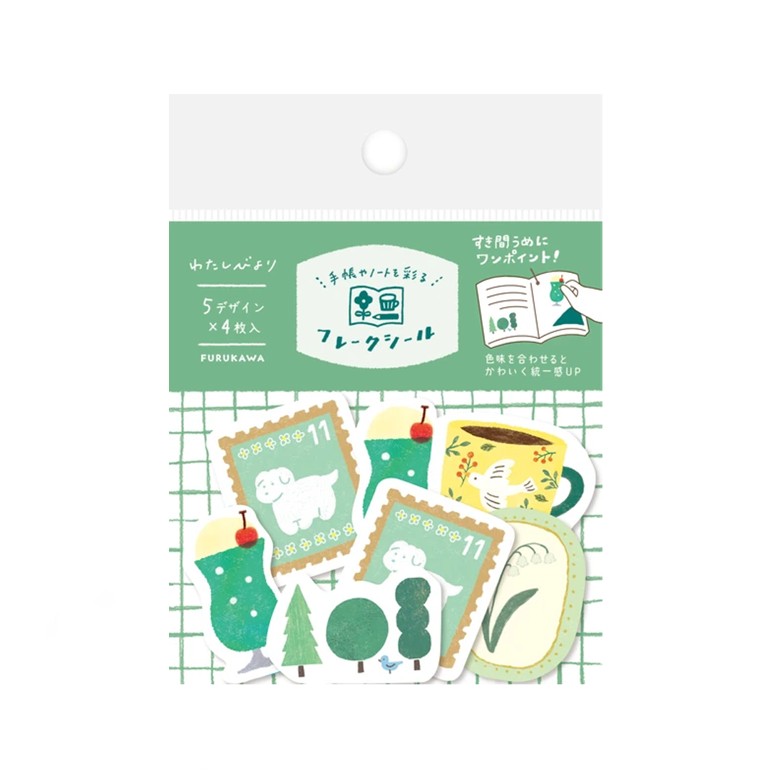 Furukawa Shiko Decoration Watashi-biyori Washi Flake Sticker - Green