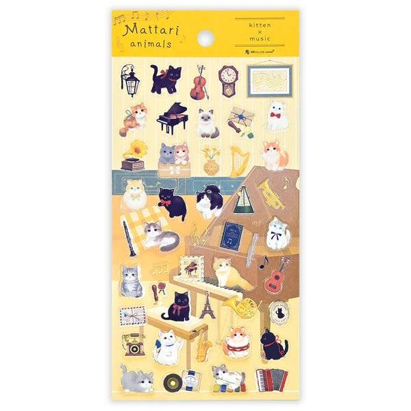 NB Co Stickers Large Clear Sticker: Relaxing Cats and Music