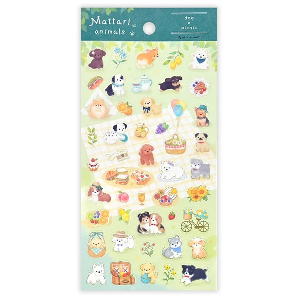 NB Co Stickers Large Clear Sticker: Relaxing Picnic with a Dog