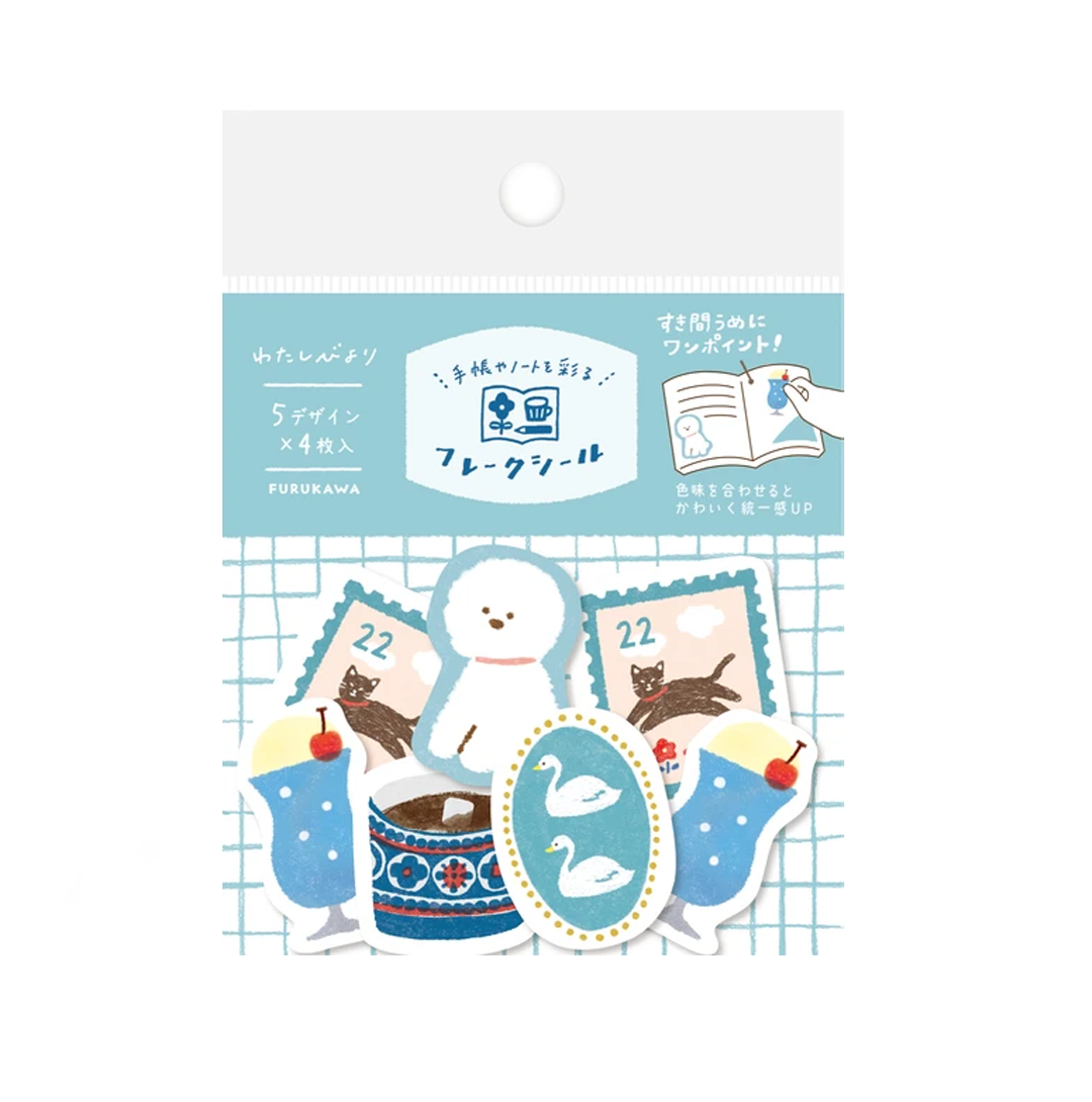 Furukawa Shiko Decoration Watashi-biyori Washi Flake Sticker - Blue