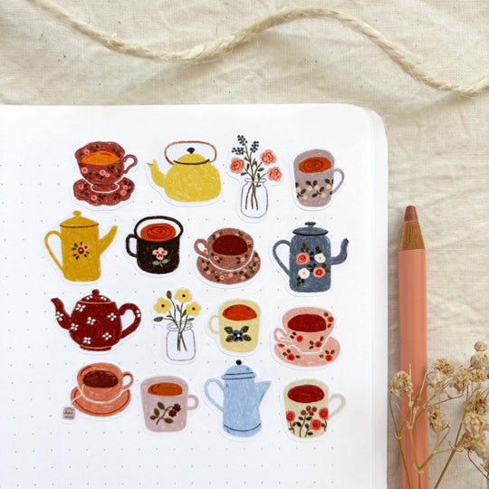 Little Teacups - Sticker Sheet | Tea Lover Stationery Gift