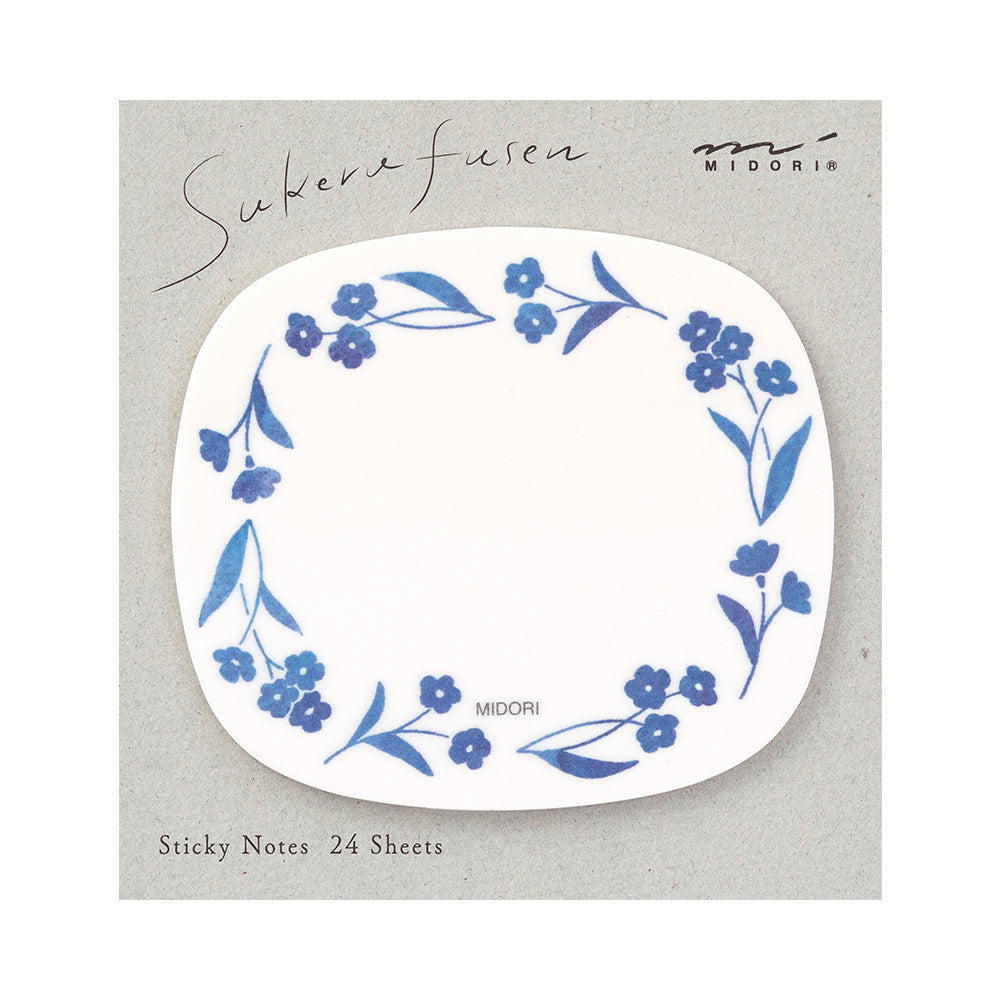 Midori Sticky Notes Transparency Blue Flowers