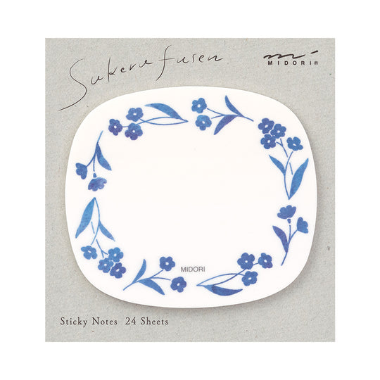 Midori Sticky Notes Transparency Blue Flowers