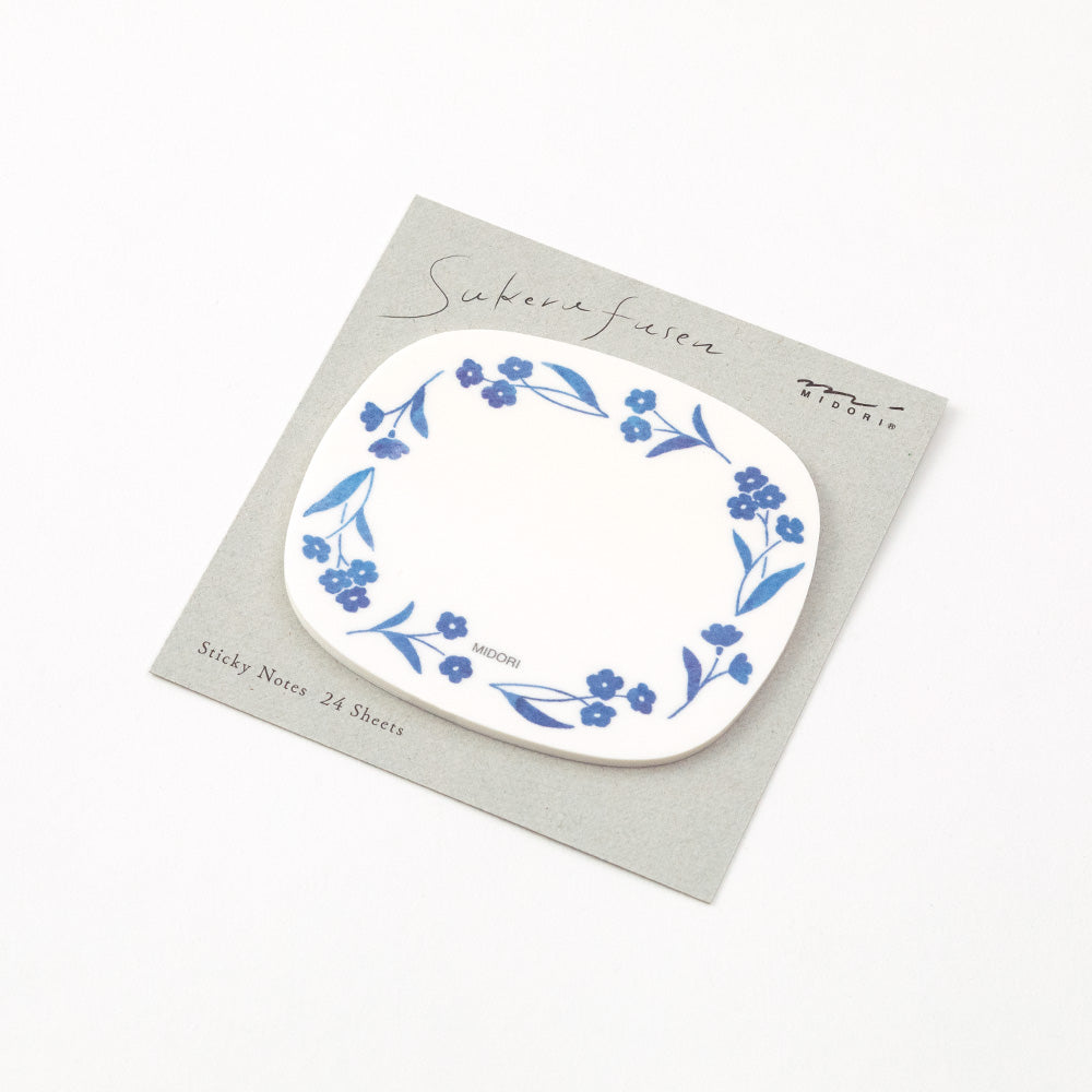 Midori Sticky Notes Transparency Blue Flowers
