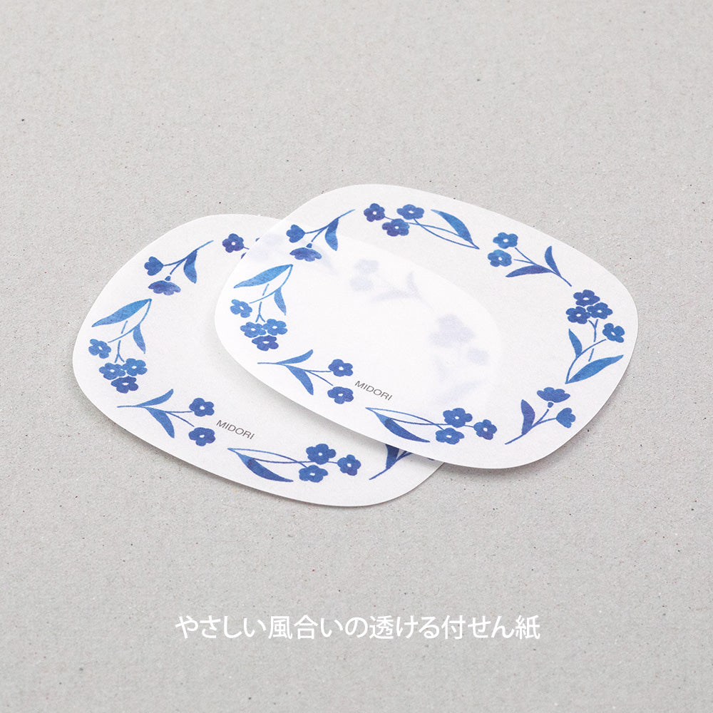 Midori Sticky Notes Transparency Blue Flowers