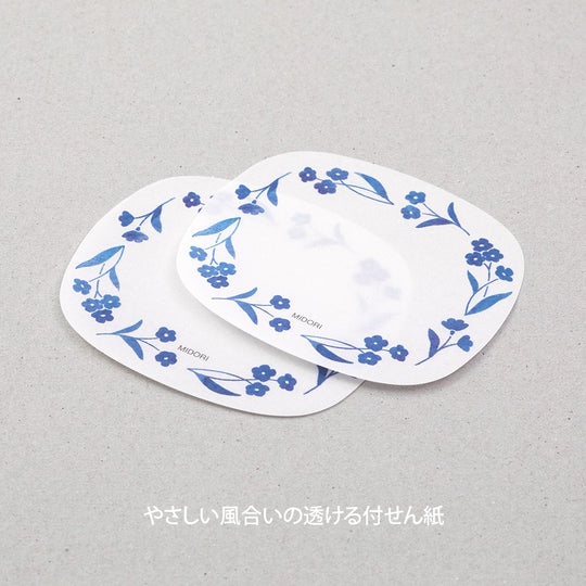 Midori Sticky Notes Transparency Blue Flowers