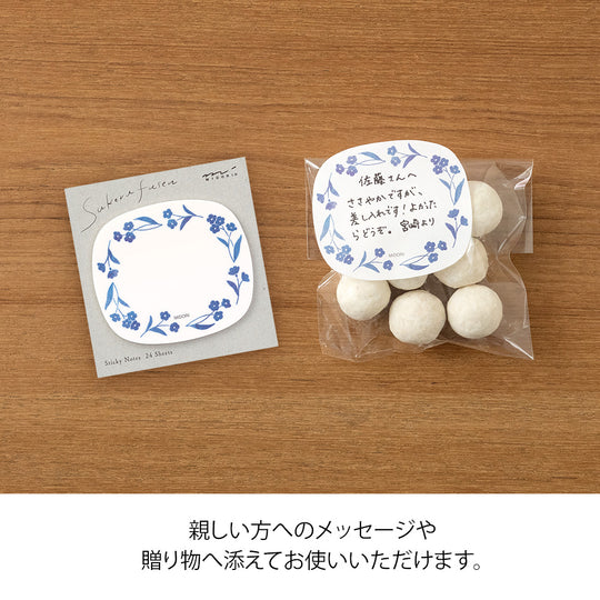 Midori Sticky Notes Transparency Blue Flowers