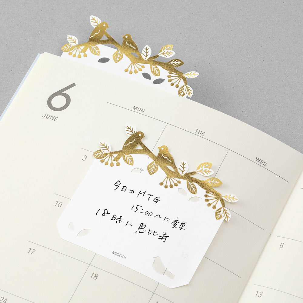 Midori Sticky Notes Die-Cutting Foil Stamping Birds
