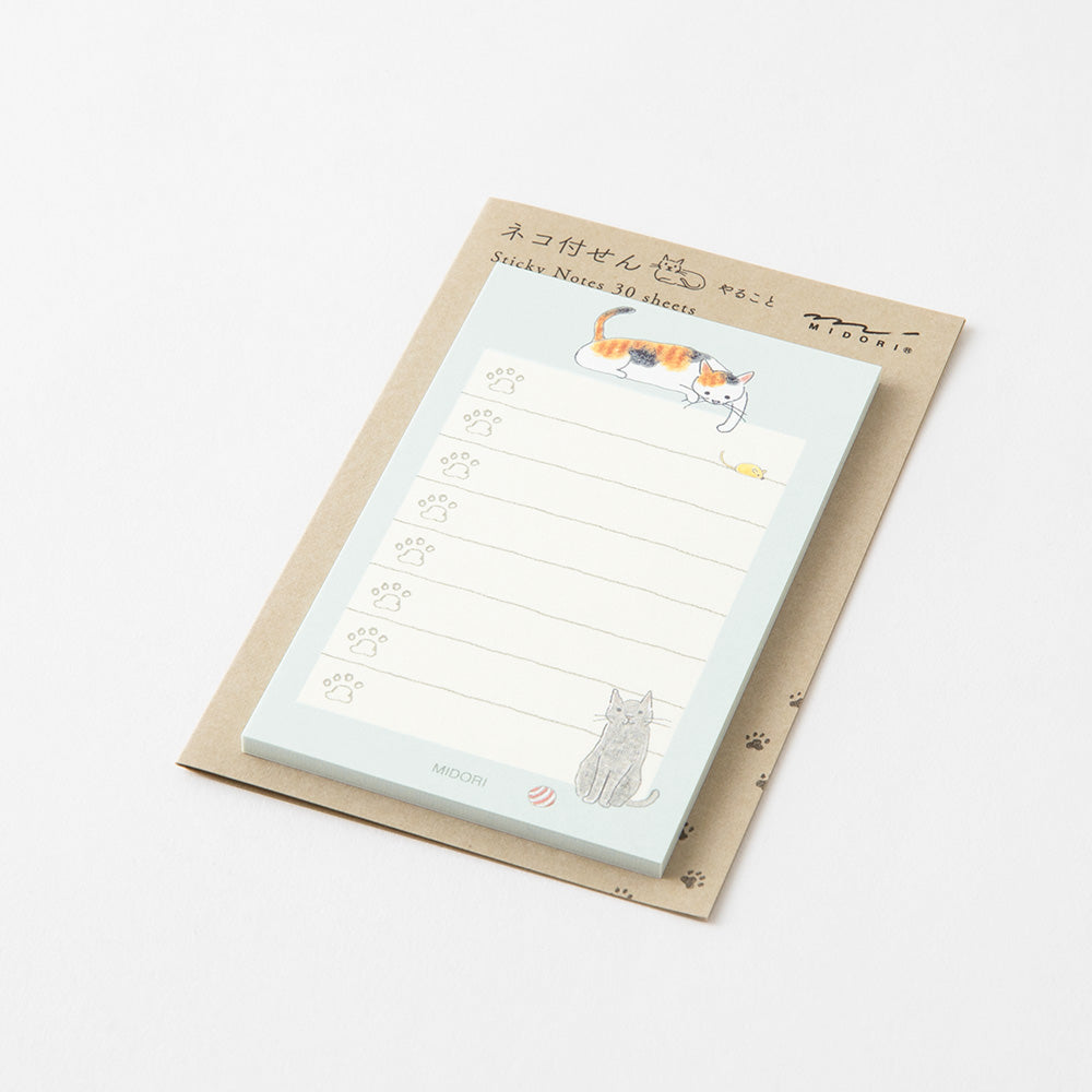Midori Sticky Notes To Do Cat Green