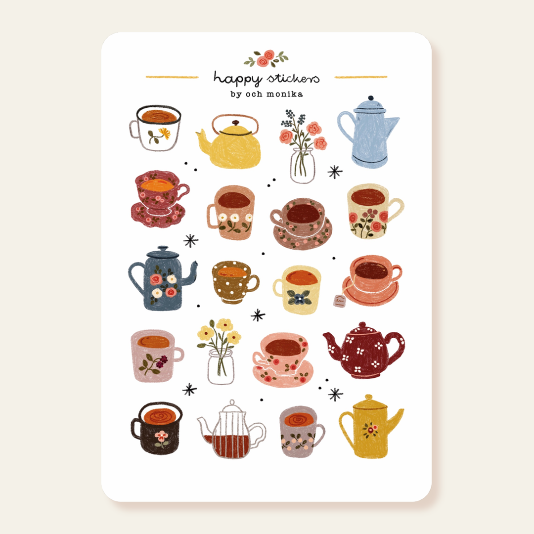Little Teacups - Sticker Sheet | Tea Lover Stationery Gift