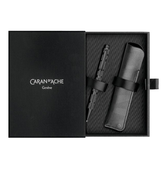 ECRIDOR™ BLACK LINES Set Ballpoint Pen and Leather Case