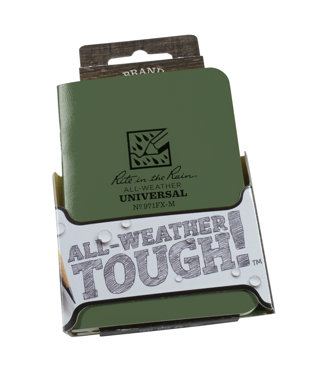Rite in the Rain Notebook, 3.25" x 4.625" Green Cover 3 PK