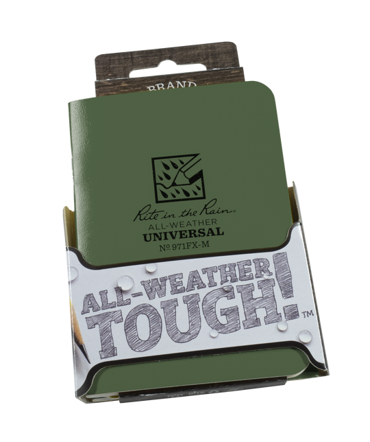 Rite in the Rain Notebook, 3.25" x 4.625" Green Cover 3 PK
