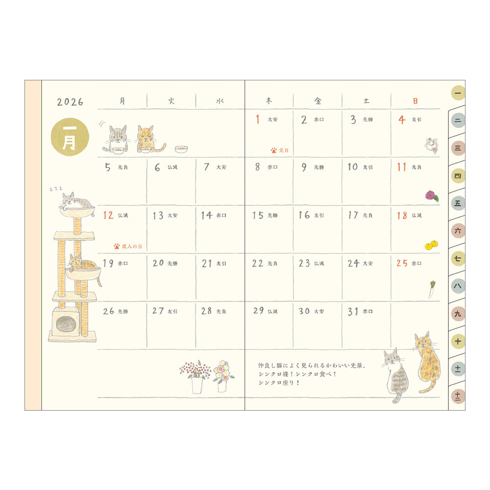 Midori Pocket Diary <Mini> Cat 2026