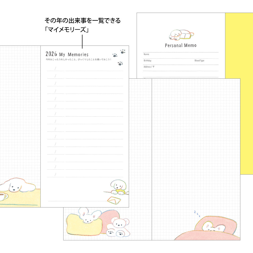 Midori Pocket Diary <Slim>  Dog 2026