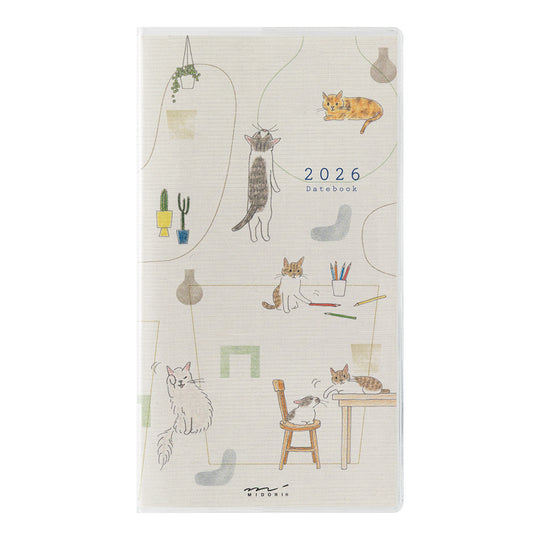 Midori Pocket Diary <Slim> Cat 2026