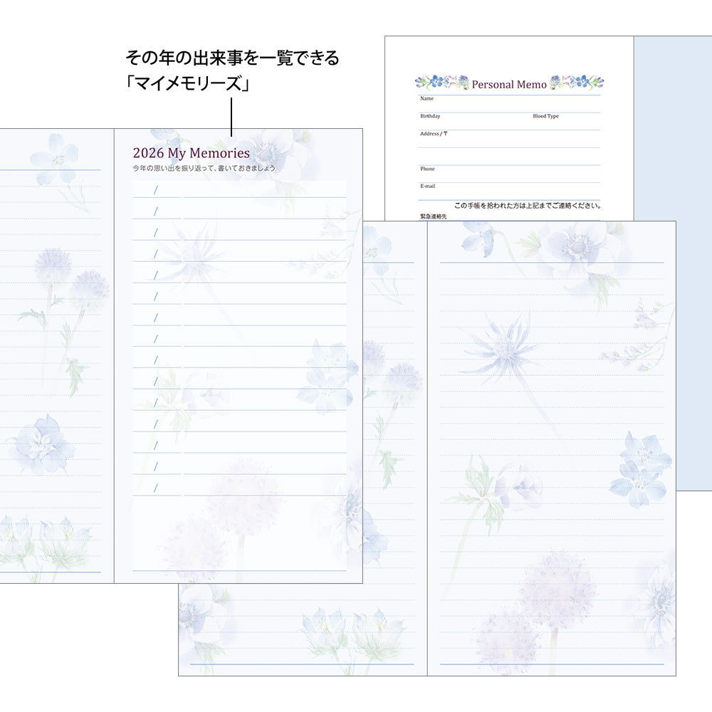 Midori Pocket Diary <Slim> Country Time Flower 2026