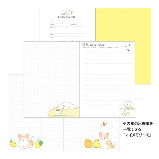 Midori Pocket Diary <A6> Dog 2026