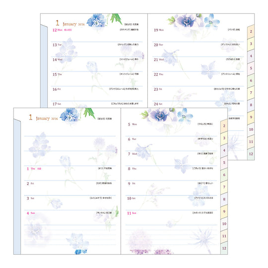 Midori Pocket Diary <A6> Country Time Flower 2026