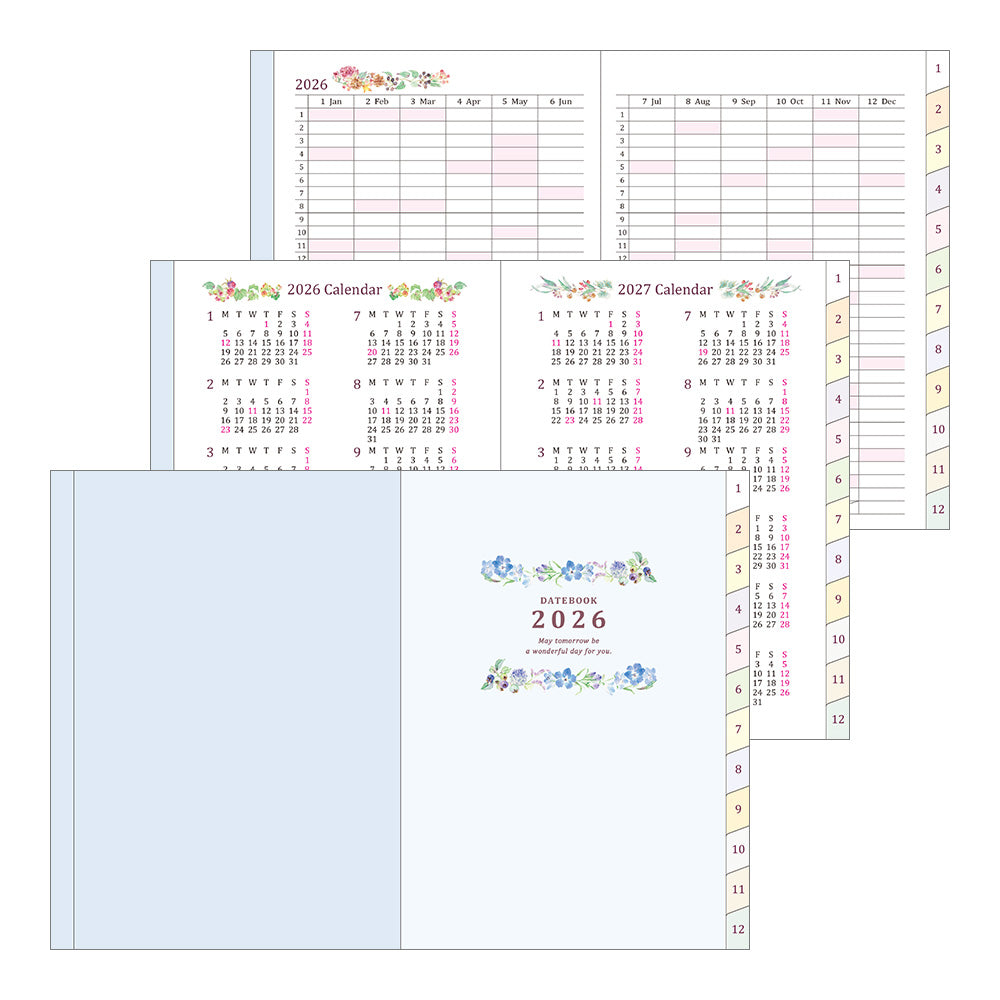 Midori Pocket Diary <A6> Country Time Flower 2026
