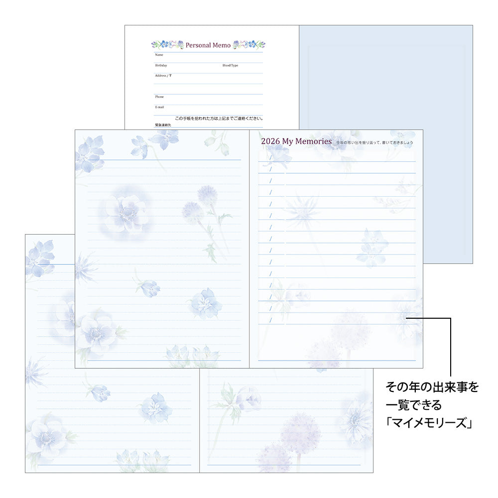 Midori Pocket Diary <A6> Country Time Flower 2026