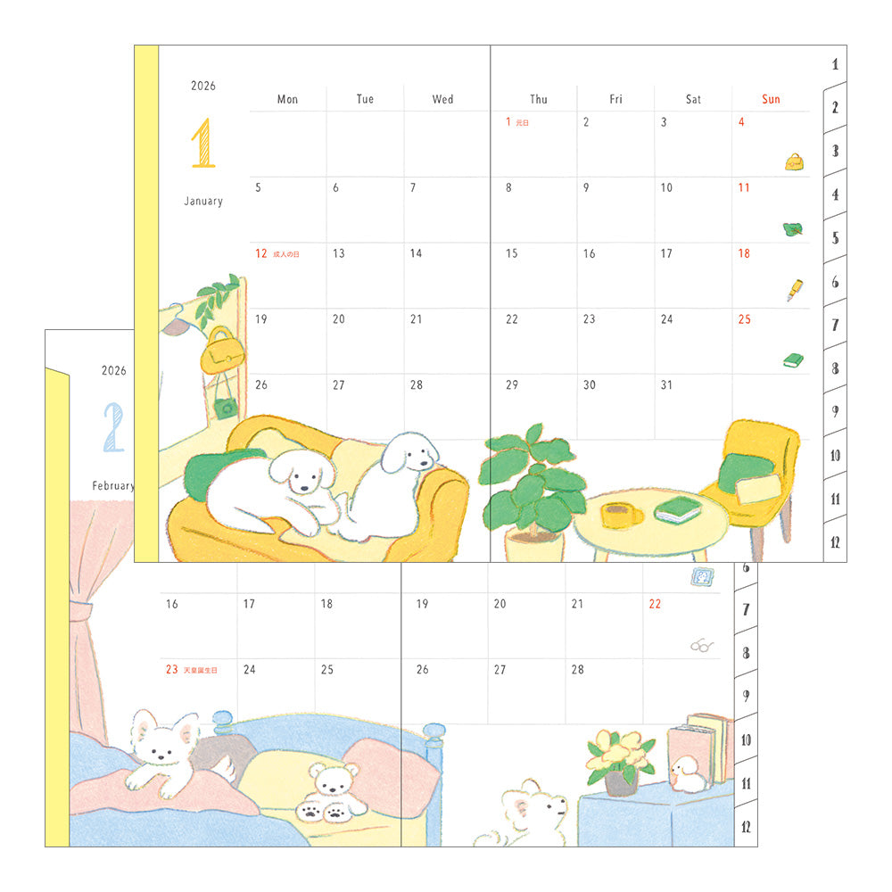 Midori Pocket Diary <B6> Dog 2026