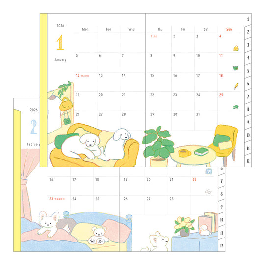 Midori Pocket Diary <B6> Dog 2026