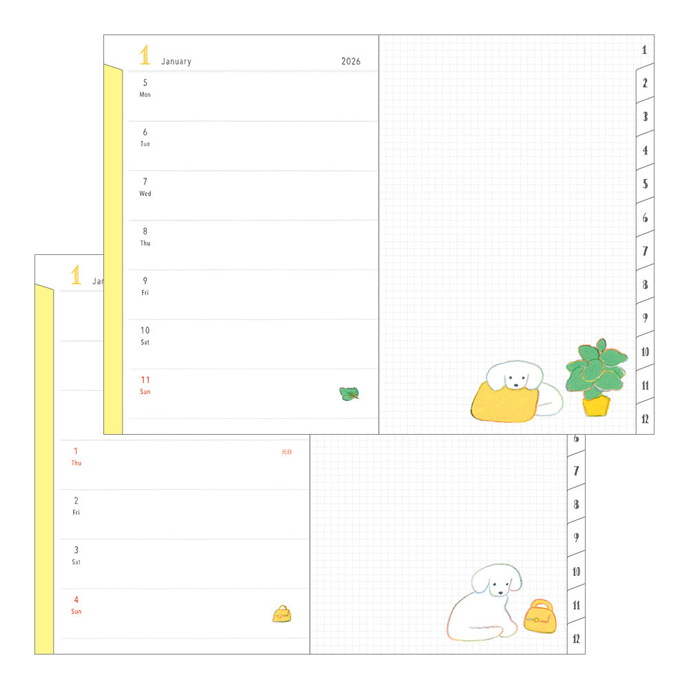 Midori Pocket Diary <B6> Dog 2026