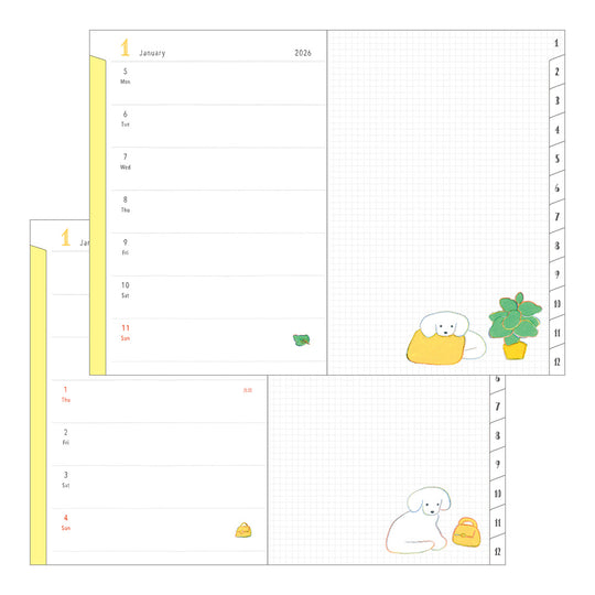Midori Pocket Diary <B6> Dog 2026