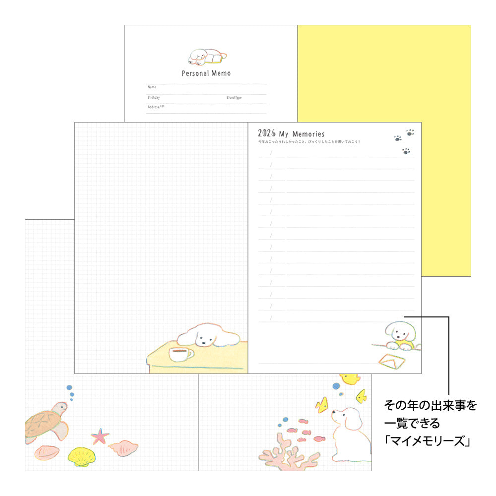 Midori Pocket Diary <B6> Dog 2026