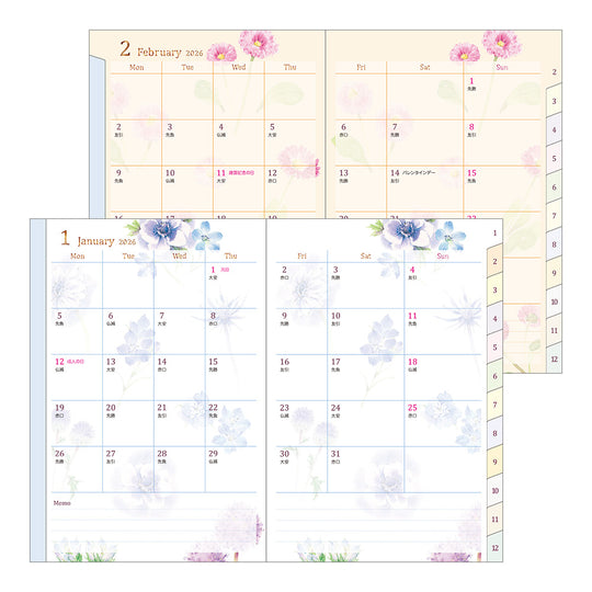 MDS Pocket Diary <B6> Country Time Flower 2026