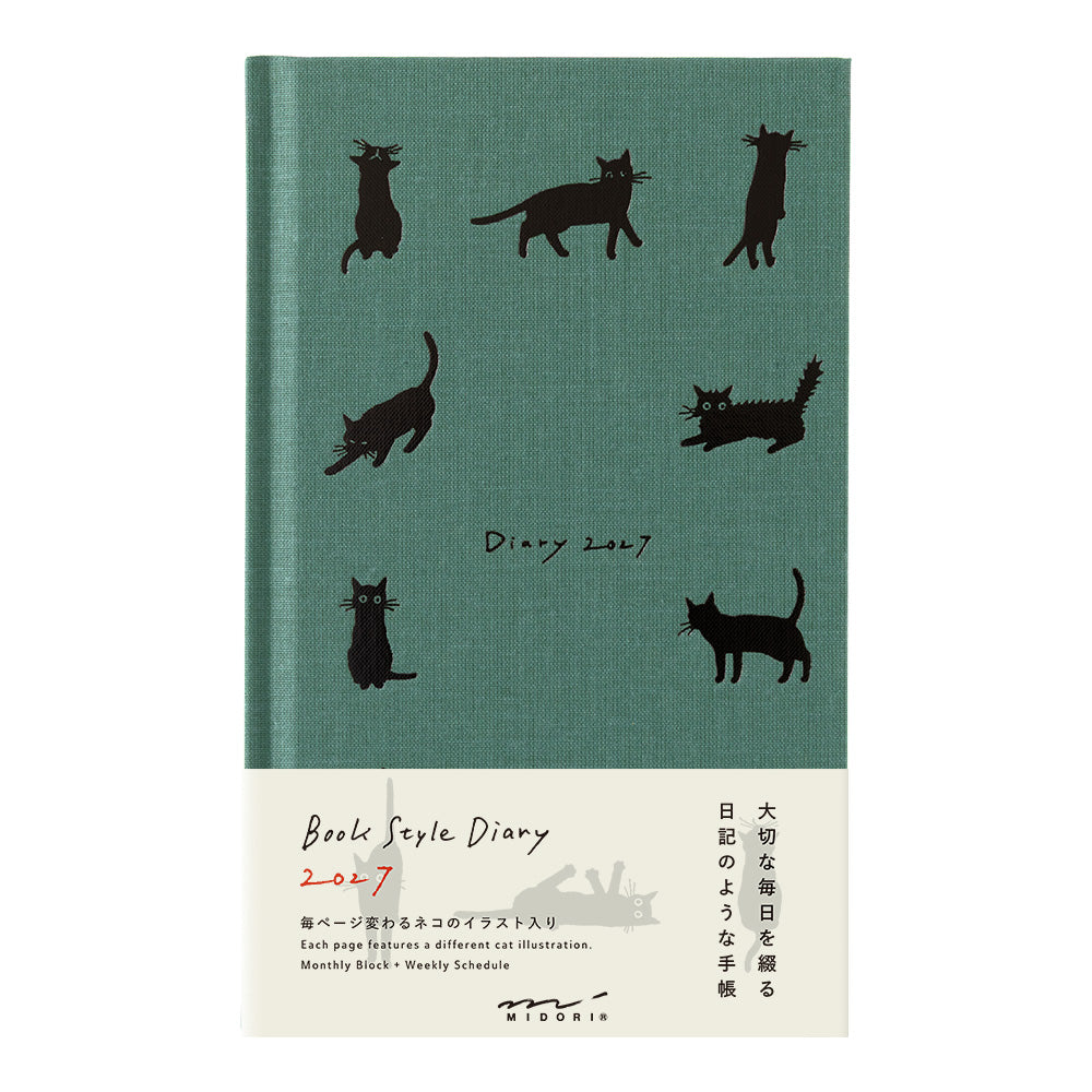 Midori Book Style Diary <B6 Variant> Cat Green 2027