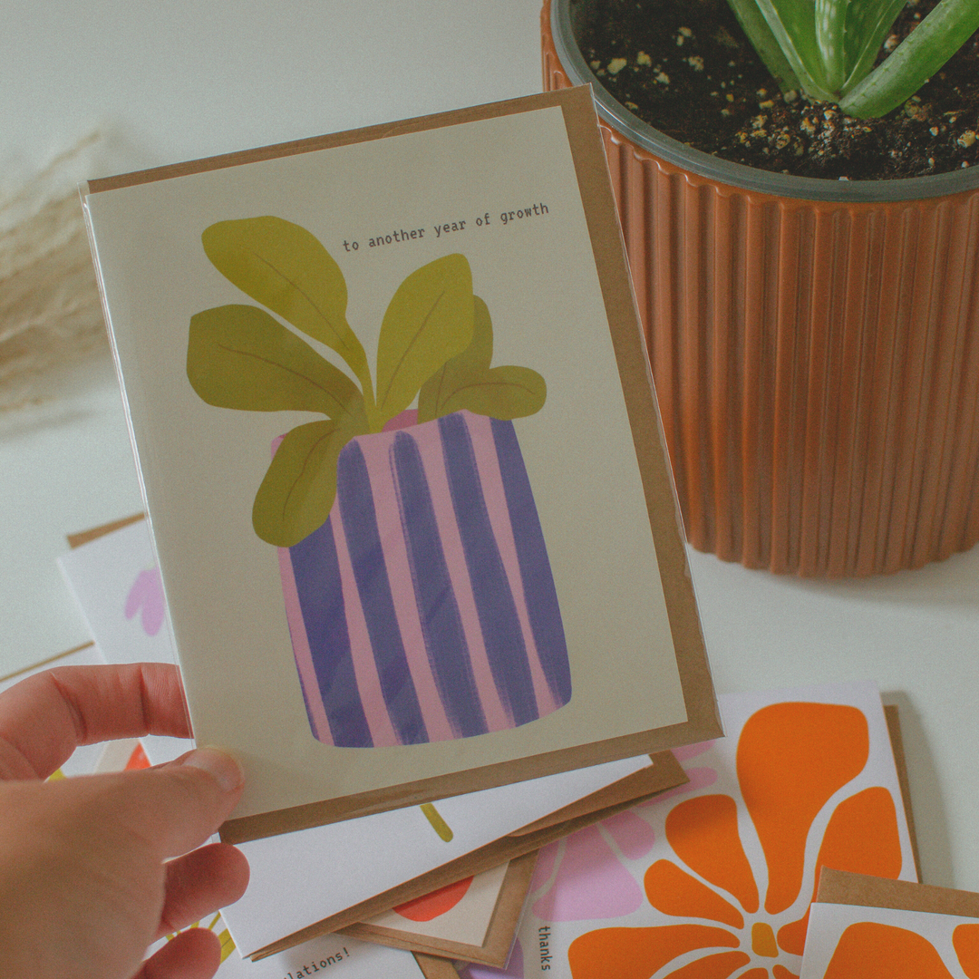 Another Year of Growth | House Plant Greeting Card