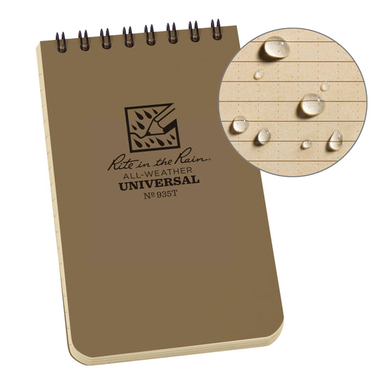 Rite in the Rain 3" x 5" Top Spiral Notebook - Tan